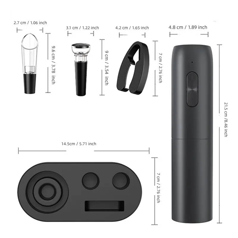 Kit Abridor de Vinho Automático Recarregável - Utilidades Casa