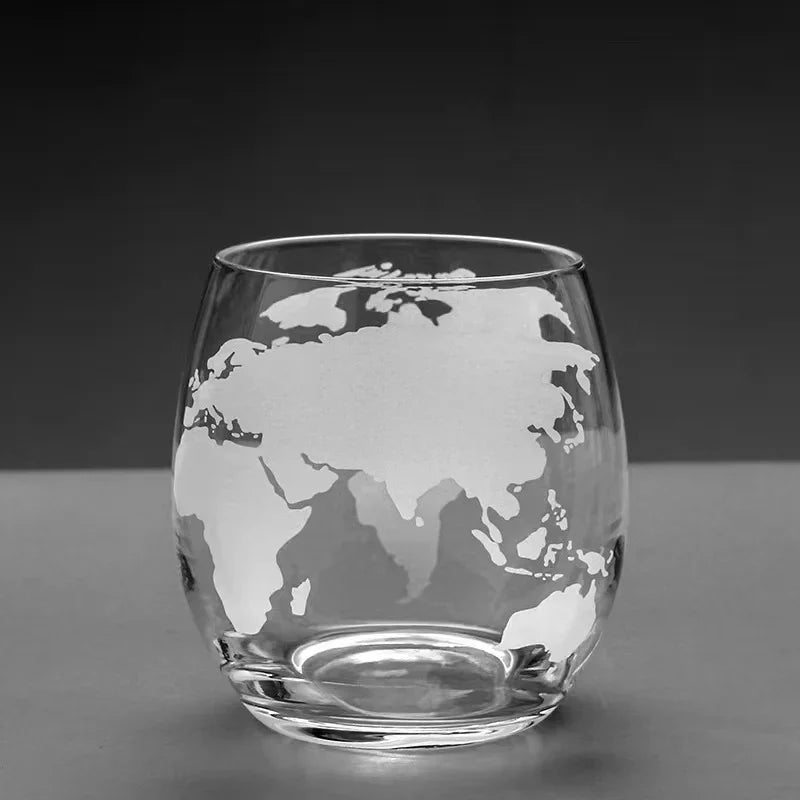 Decanter Whisky Globo Terrestre de Vidro + 2 Copos Mapa Mundi - Utilidades Casa