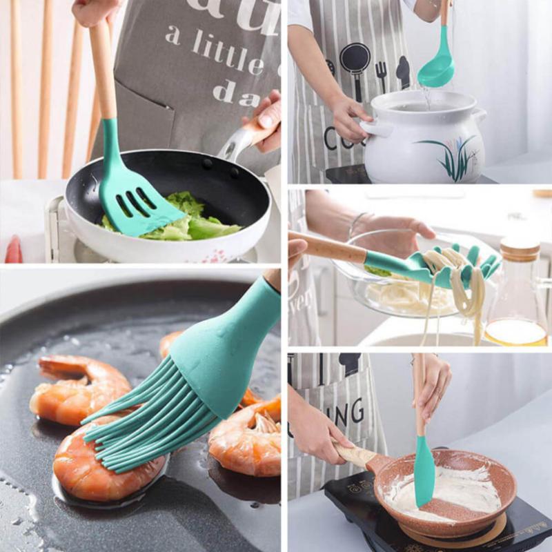 Kit Jogo 12 Peças Utensílios de Cozinha Silicone