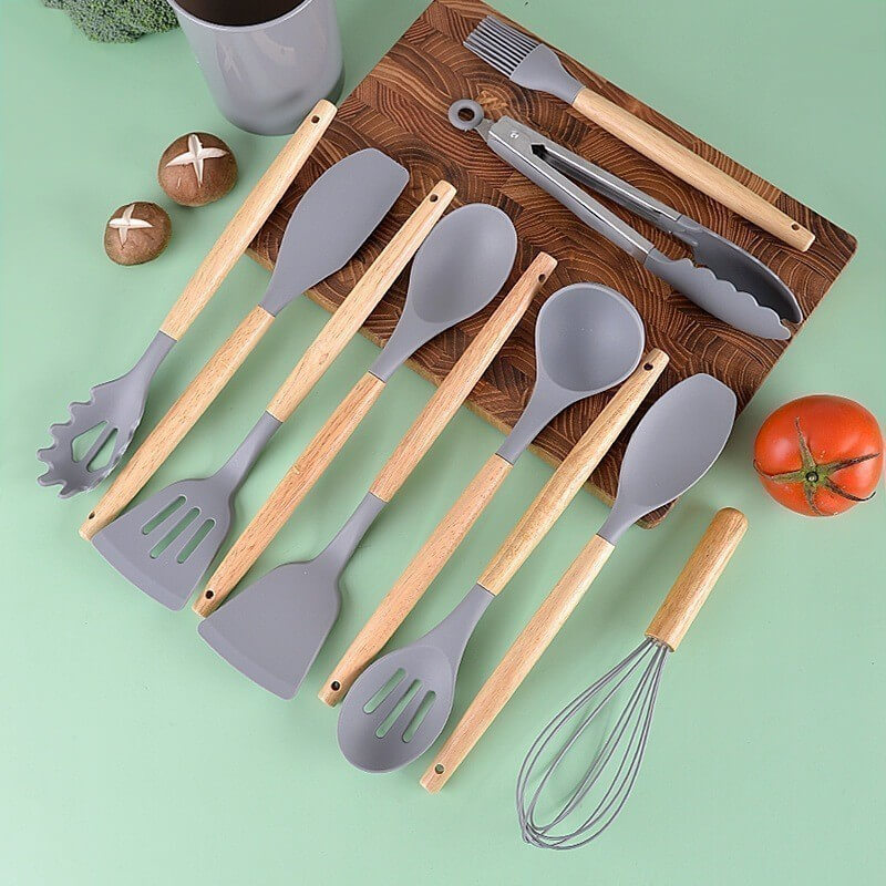 Kit Jogo 12 Peças Utensílios de Cozinha Silicone