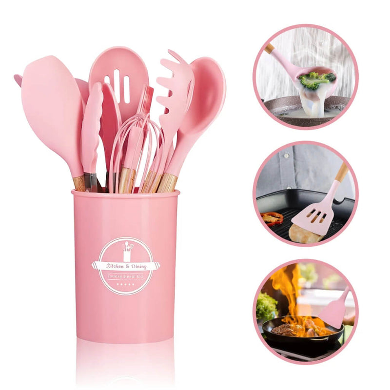 Kit Jogo 12 Peças Utensílios de Cozinha Silicone