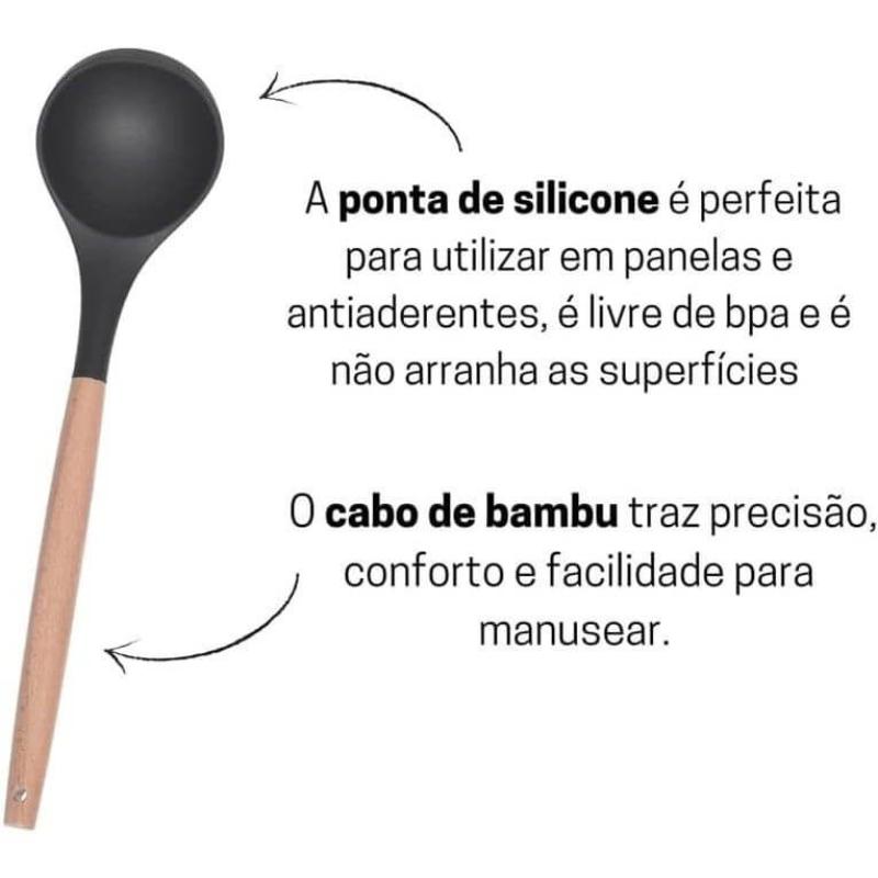 Kit Jogo 12 Peças Utensílios de Cozinha Silicone