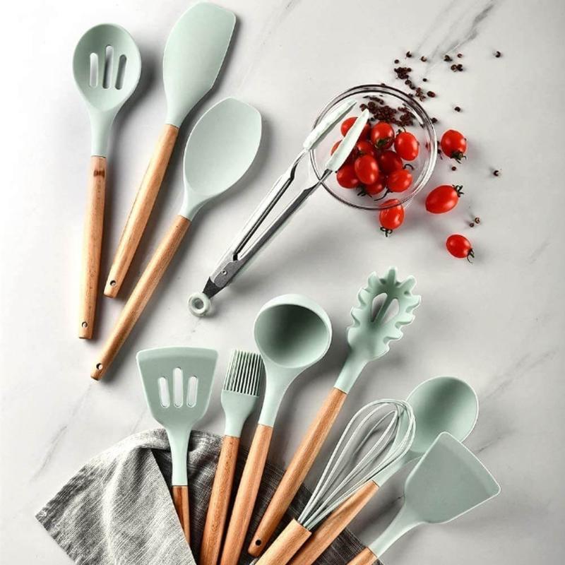 Kit Jogo 12 Peças Utensílios de Cozinha Silicone