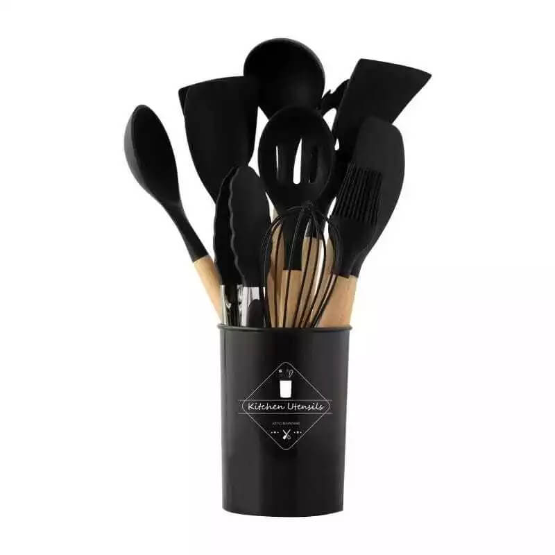 Kit Jogo 12 Peças Utensílios de Cozinha Silicone