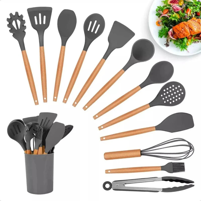 Kit Jogo 12 Peças Utensílios de Cozinha Silicone - Loja Utilidades Casa