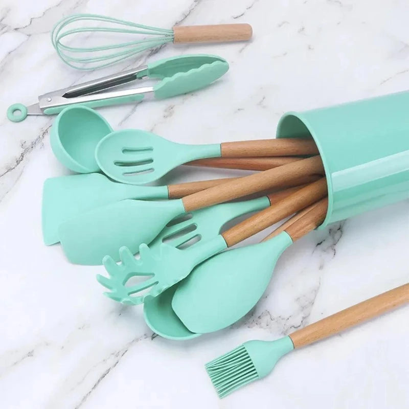 Kit Jogo 12 Peças Utensílios de Cozinha Silicone - Loja Utilidades Casa