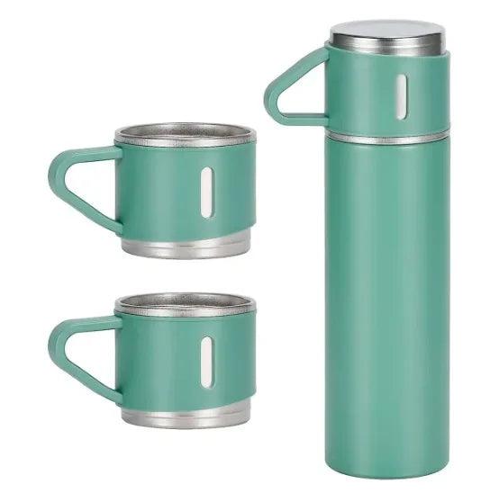 Garrafa Térmica a Vácuo em Aço Inox 500ml + 2 Xícaras - Água / Café / Chá - Loja Utilidades Casa