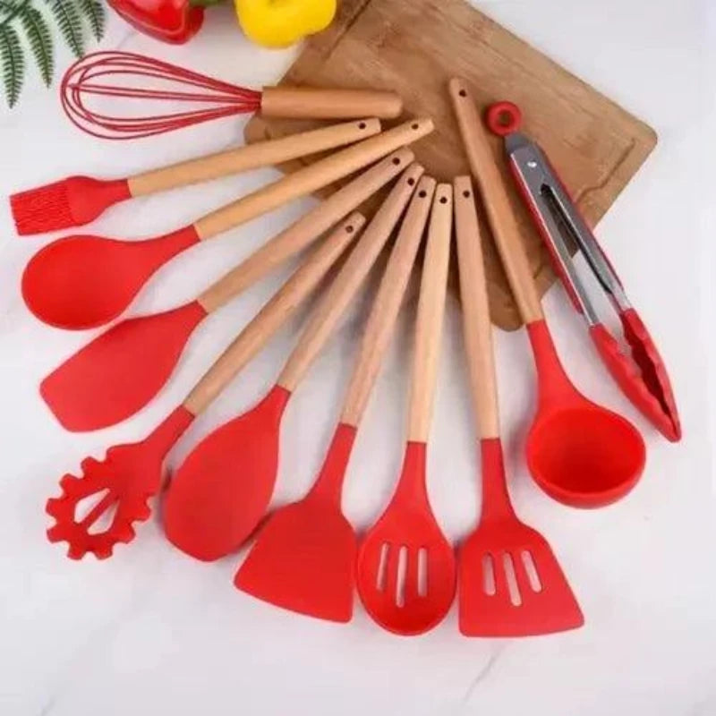 Kit Jogo 12 Peças Utensílios de Cozinha Silicone - Loja Utilidades Casa