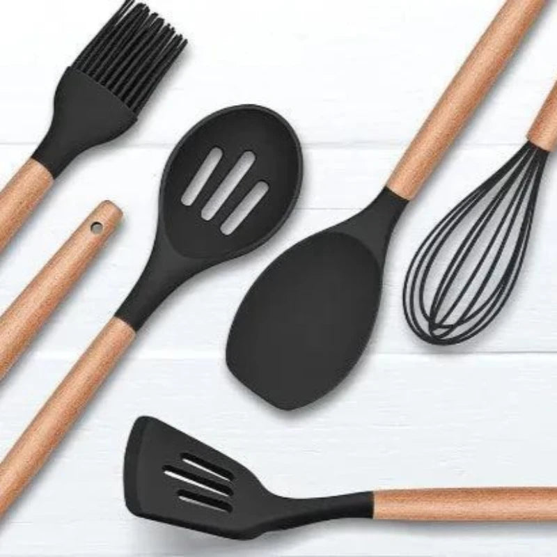 Kit Jogo 12 Peças Utensílios de Cozinha Silicone - Loja Utilidades Casa