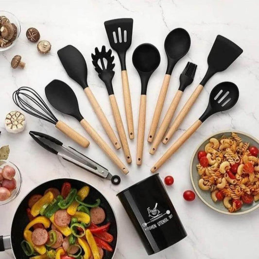 Kit Jogo 12 Peças Utensílios de Cozinha Silicone