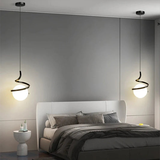 Luminária Pendente Minimalista Esfera Espiral em LED - Utilidades Casa