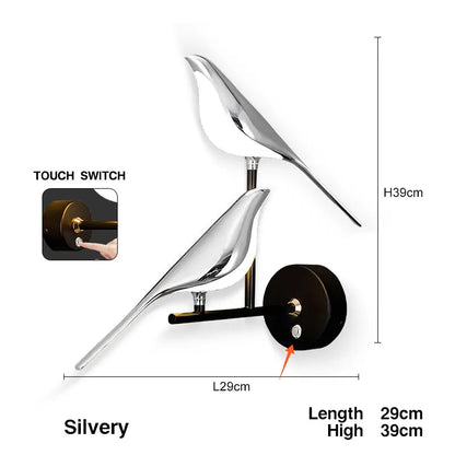 Arandela Minimalista Pássaro Touch em LED  - Utilidades Casa