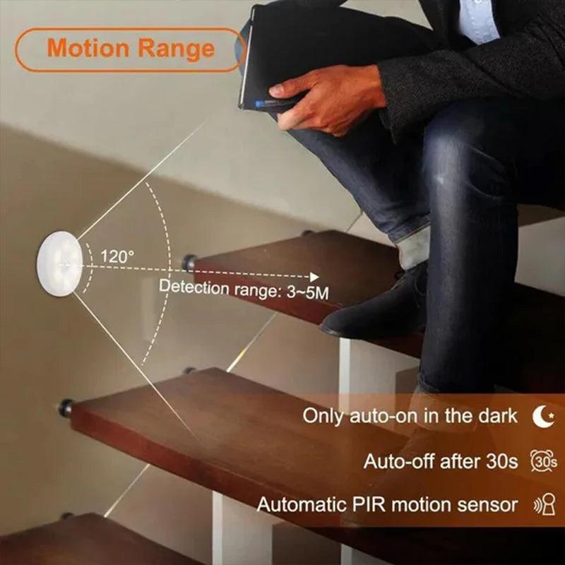 Luz LED Redonda Recarregável com Sensor de Movimento - Loja Utilidades Casa