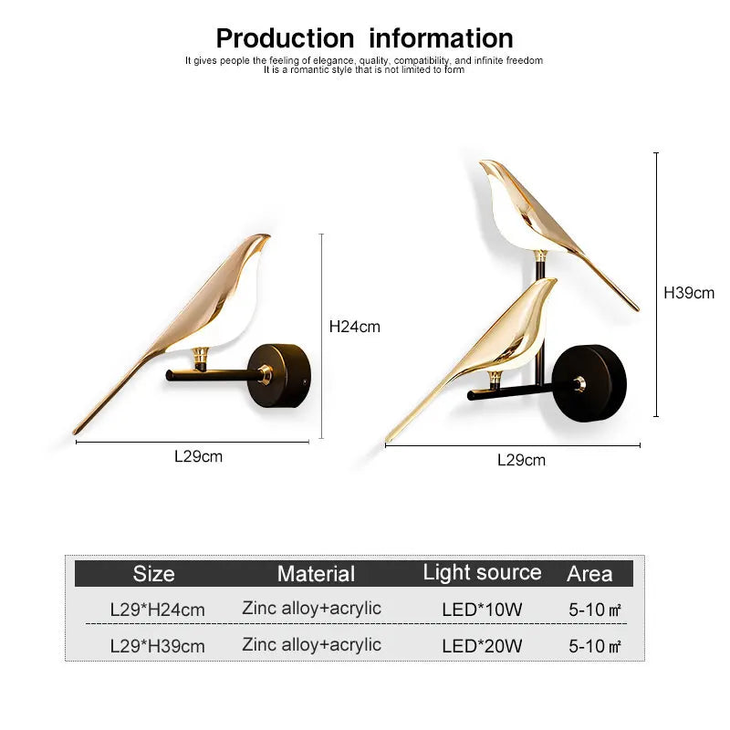 Arandela Minimalista Pássaro Touch em LED  - Utilidades Casa