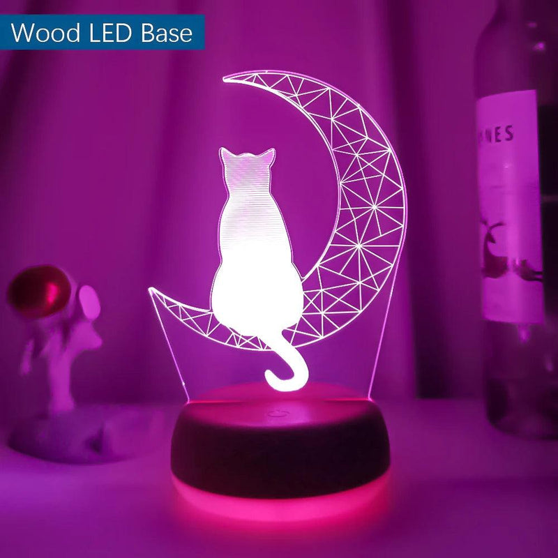 Luminária Decorativa LED 3D Gato na Lua - Loja Utilidades Casa