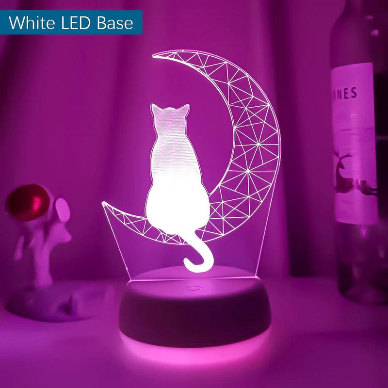 Luminária Decorativa LED 3D Gato na Lua - Loja Utilidades Casa