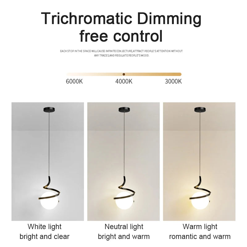 Luminária Pendente Minimalista Esfera Espiral  - Utilidades Casa