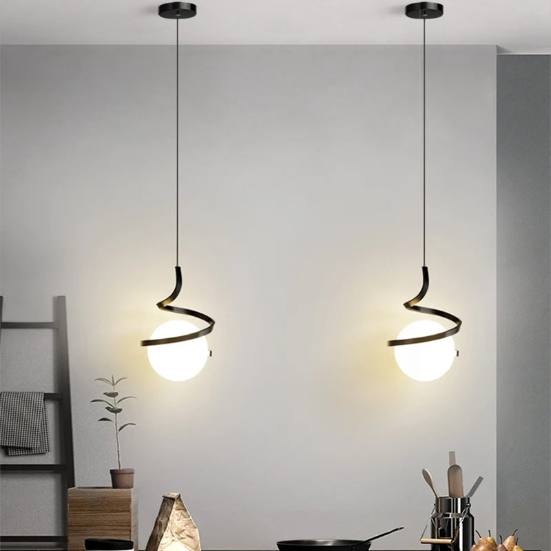 Luminária Pendente Minimalista Esfera Espiral  - Utilidades Casa