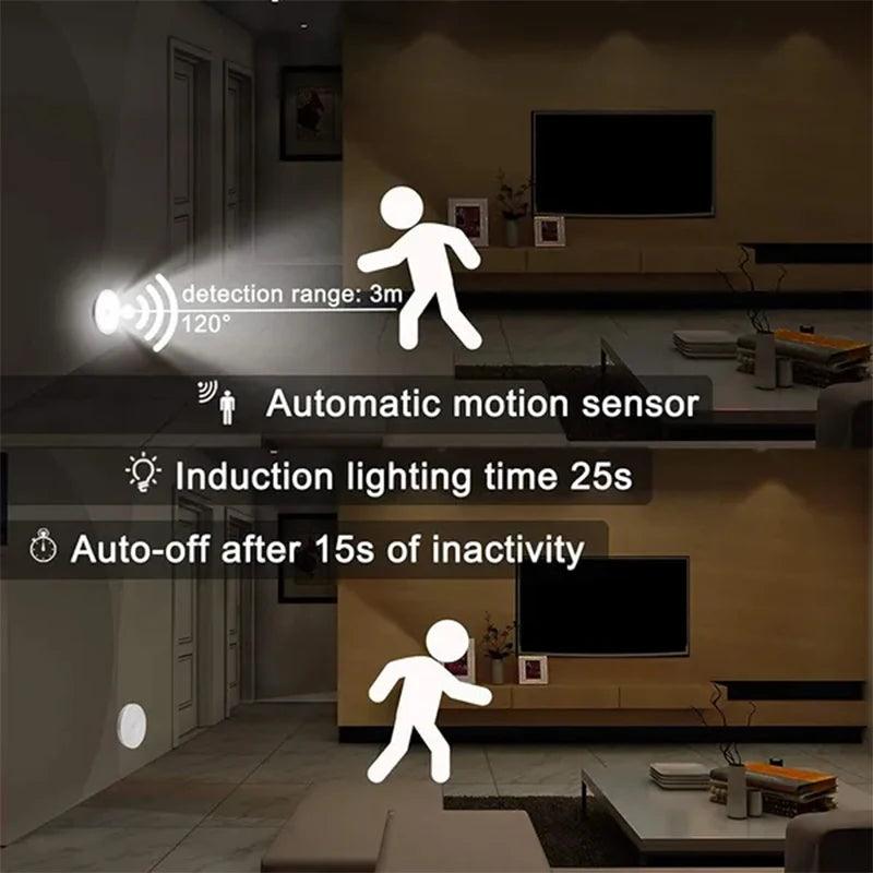 Luz LED Redonda Recarregável com Sensor de Movimento - Loja Utilidades Casa