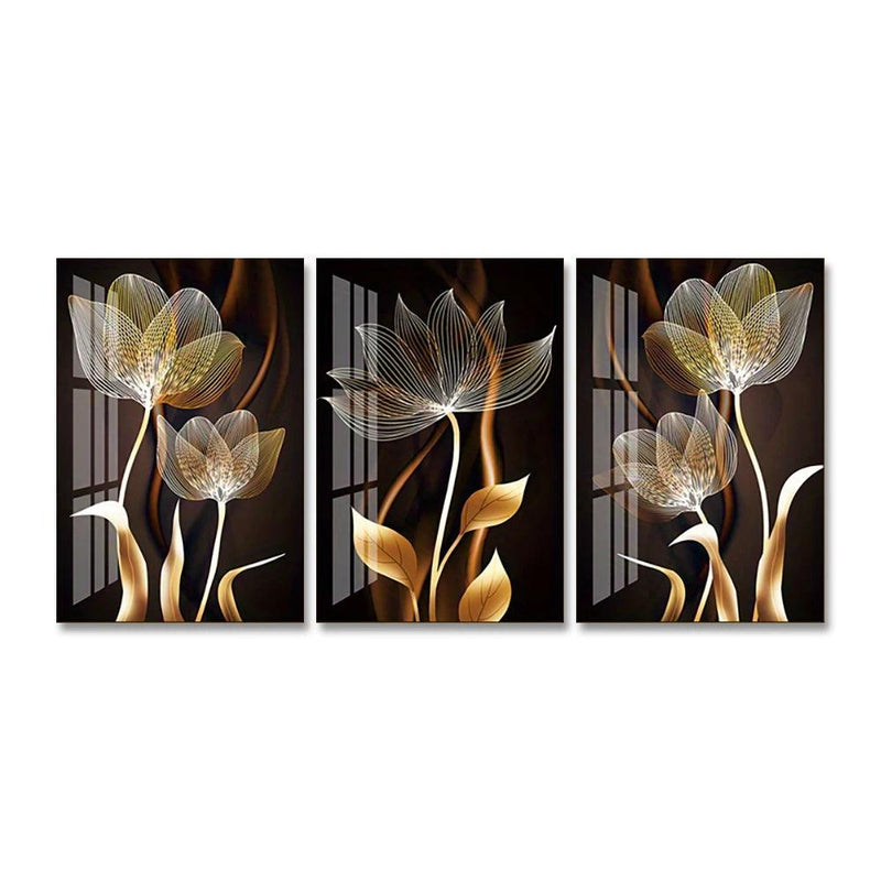 Quadro Decorativo Flores Black & Gold - Loja Utilidades Casa