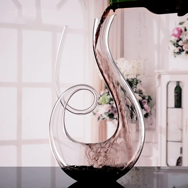 Decanter De Cristal Espiral De Cisne De Alto Grau