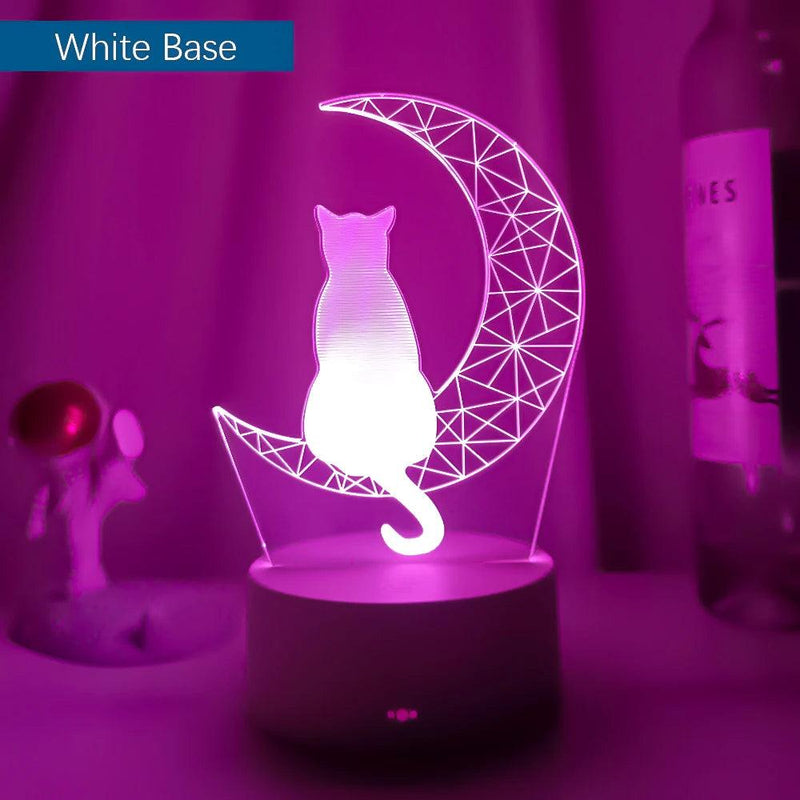 Luminária Decorativa LED 3D Gato na Lua - Loja Utilidades Casa