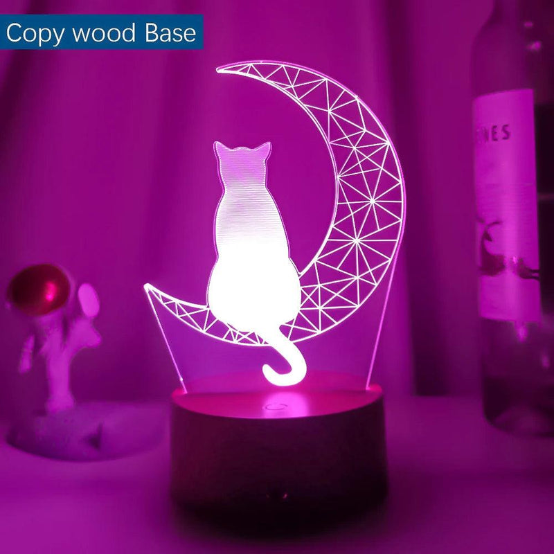 Luminária Decorativa LED 3D Gato na Lua - Loja Utilidades Casa