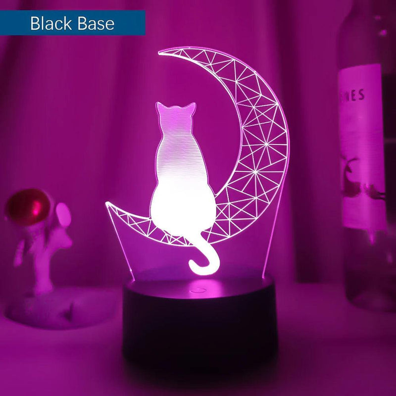 Luminária Decorativa LED 3D Gato na Lua - Loja Utilidades Casa